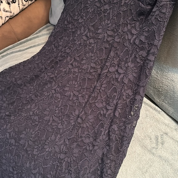 Tiana B size 16 dark blue sheer floral print dress with slip built in 💕 - Picture 3 of 6